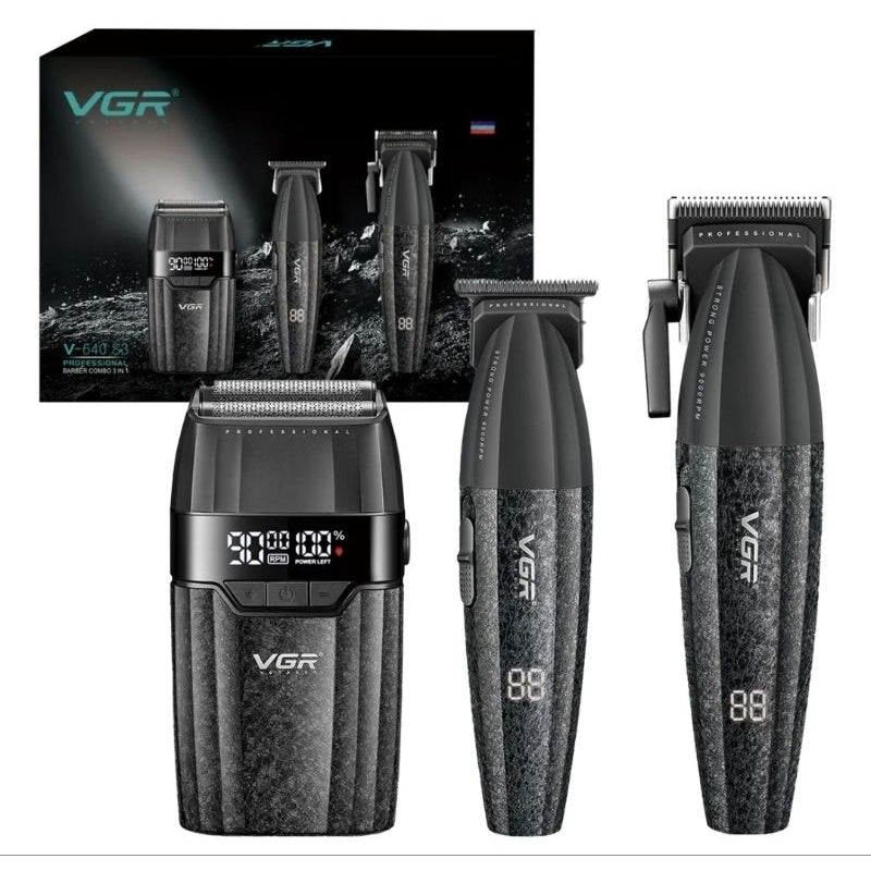 VGR V-640S3 Pro Clipper Trimmer Shaver Trio – Black