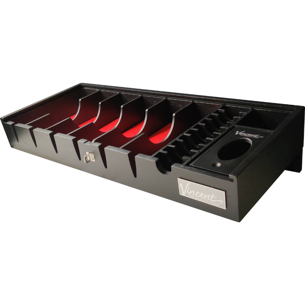 Vincent Bamboo Countertop Tray VT10200 black finish angled open view