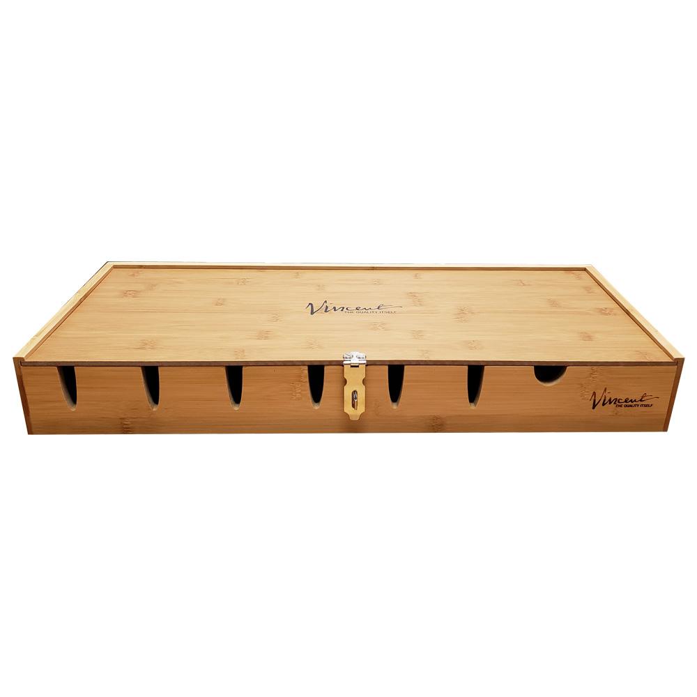 Vincent Bamboo Countertop Tray VT10200 natural finish with lid closed