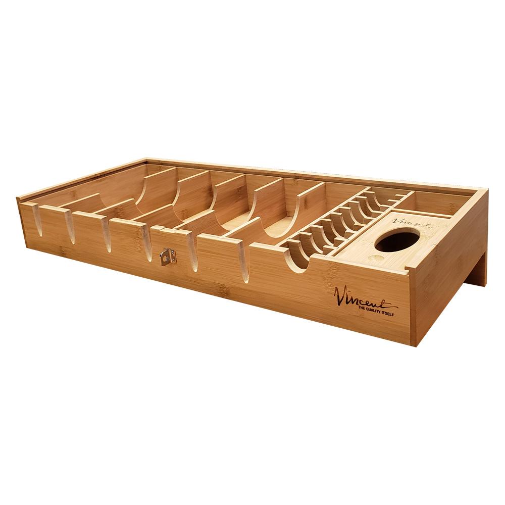 Vincent Bamboo Countertop Tray VT10200 natural finish open front view