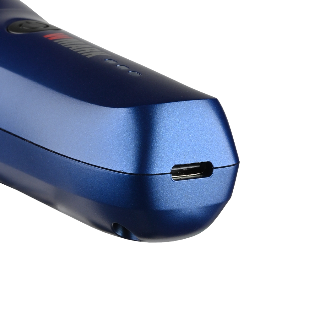 WMARK NG-V3 blue clipper close-up showing USB charging port at the base
