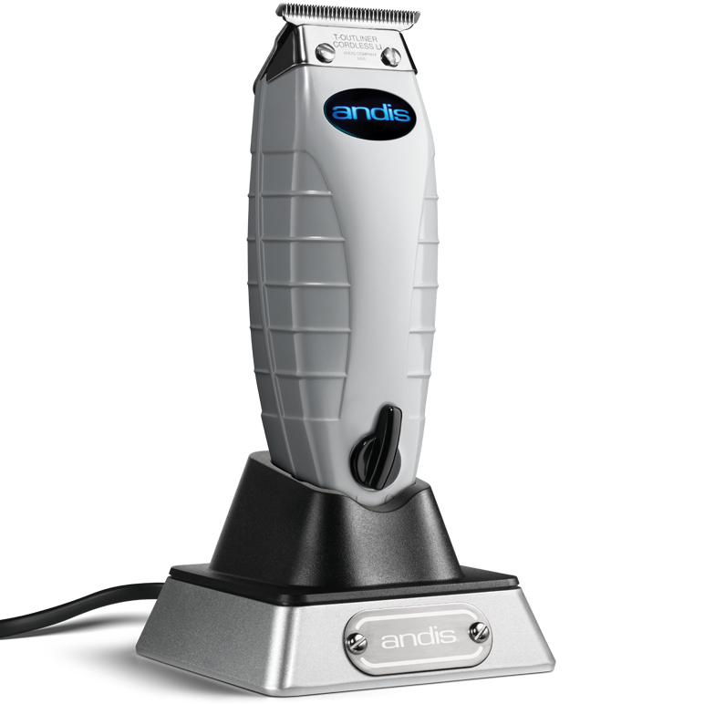 Andis Cordless T-Outliner Li 74055 trimmer seated in charging stand