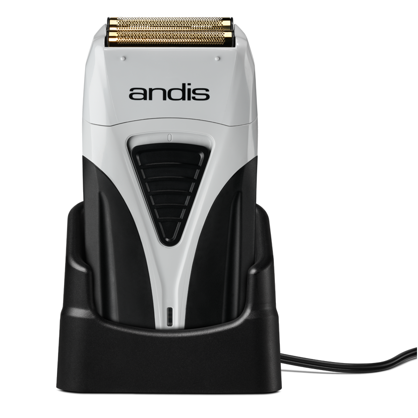 Andis ProFoil Lithium Plus #17255 seated in charging stand