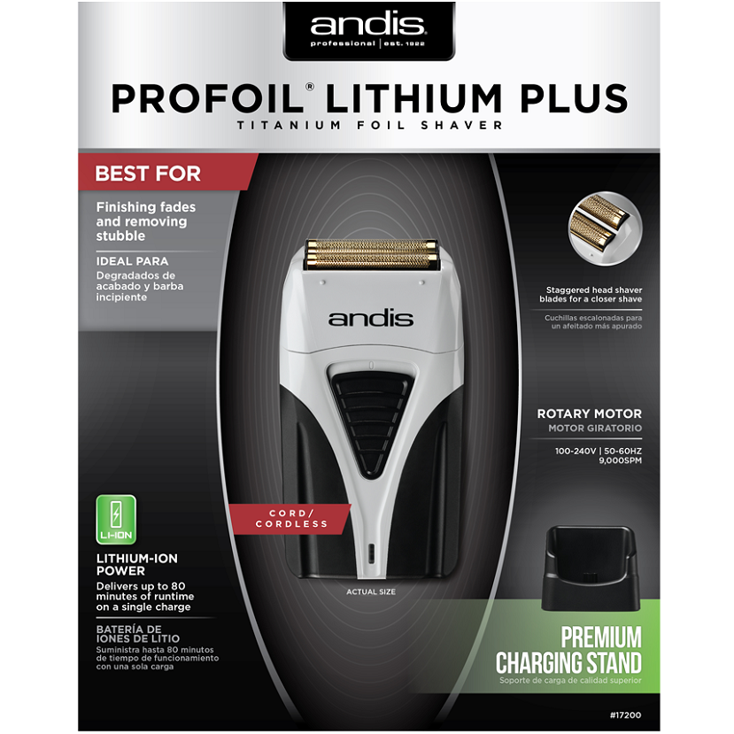 Andis ProFoil Lithium Plus #17255 feature infographic