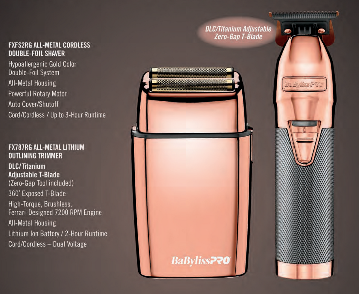 BaBylissPRO RoseFX FX787RG trimmer and FXFS2RG shaver feature overview