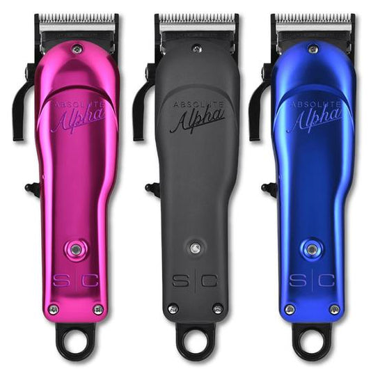 StyleCraft Absolute Alpha SCAACS clipper with pink black and blue modular lids